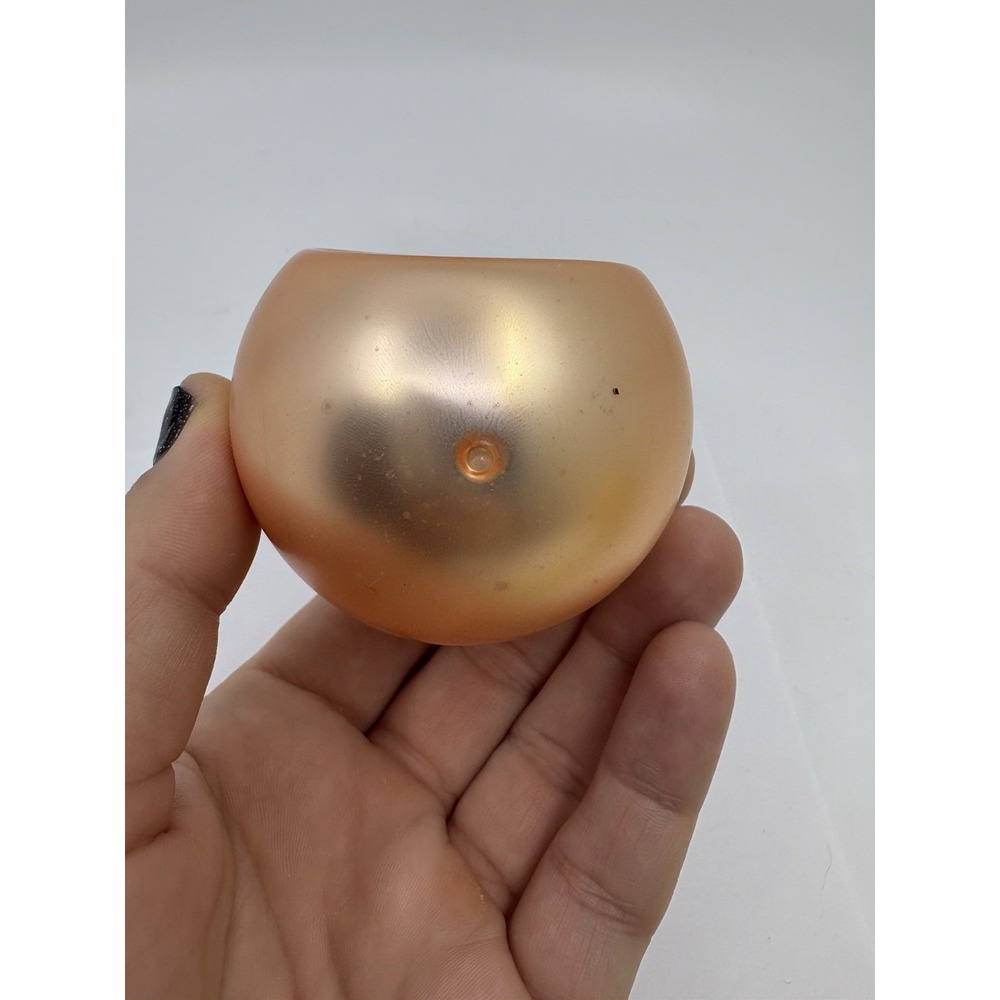 Vintage Christmas Tree Ornament Mercury Blown Glass Peach Bauble Snow - Picture 7 of 7